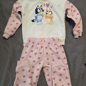Kids Pink Heart Bluey Matching Set